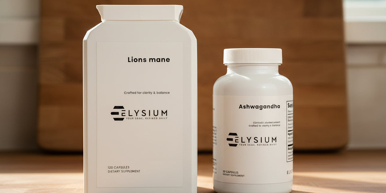 Stress & Focus Stack: Ashwagandha + Lion’s Mane Mushroom | 120 Caps + 90 Caps Stack