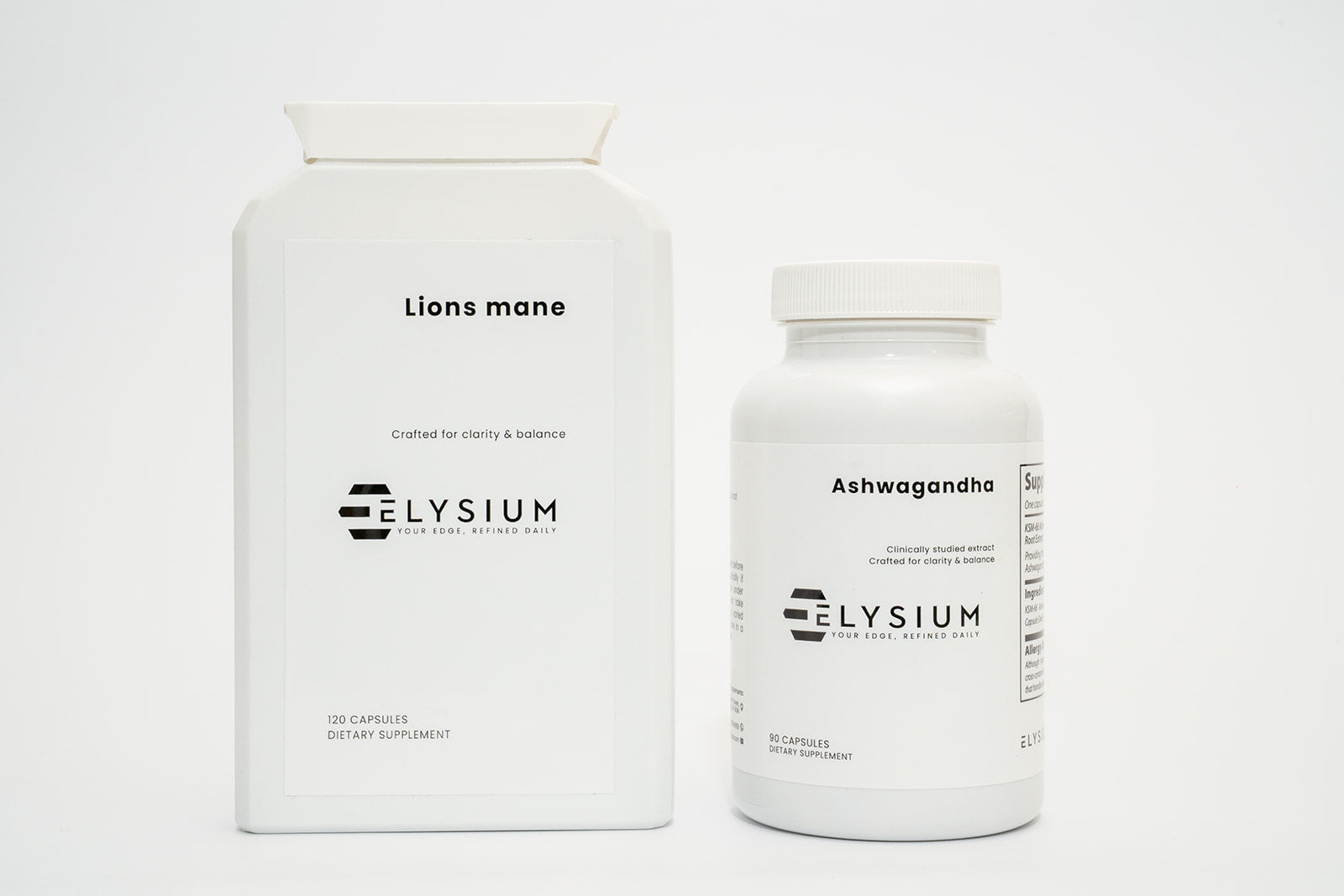 Stress & Focus Stack: Ashwagandha + Lion’s Mane Mushroom | 120 Caps + 90 Caps Stack